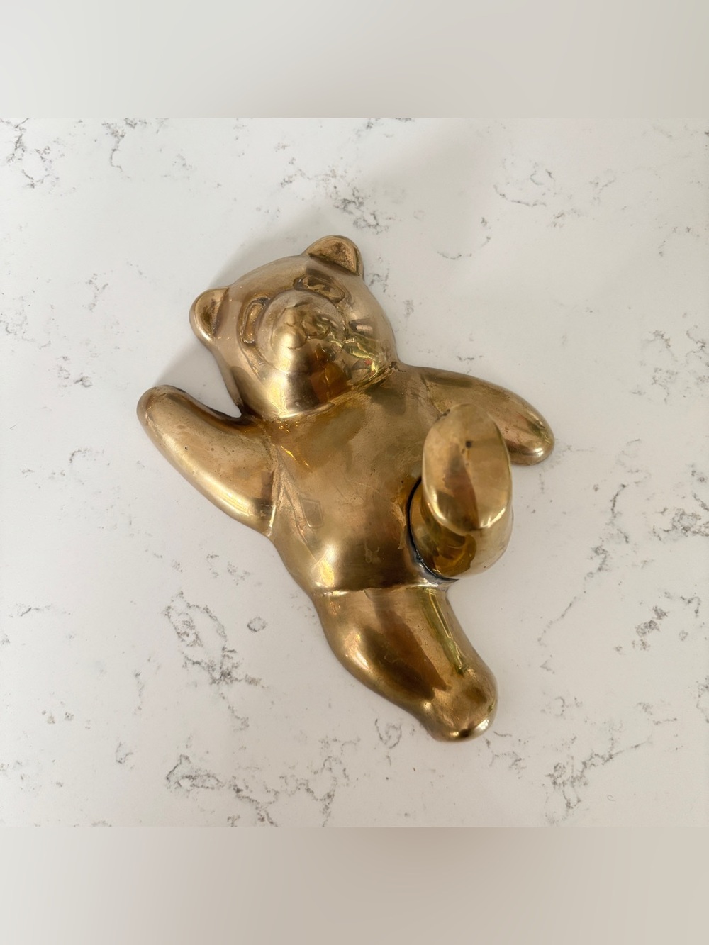 Vintage Brass Panda Teddy Bear Wall Hanging Hook